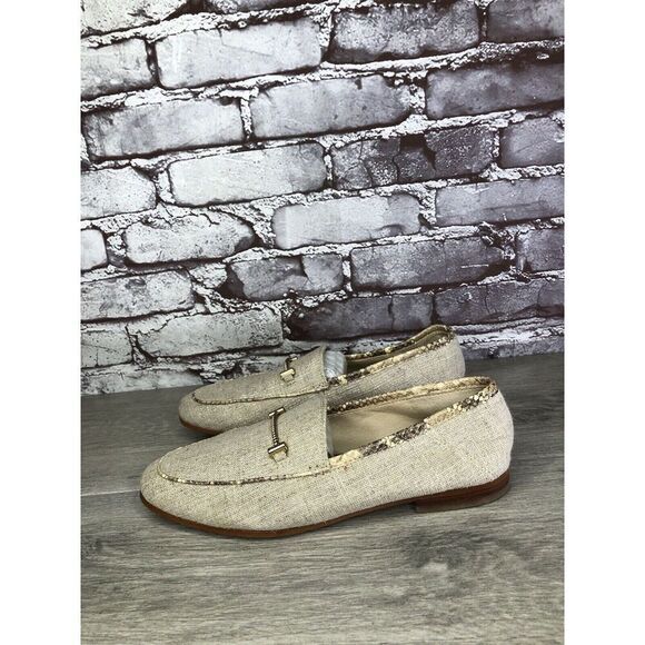 Sam Edelman Lior Beige Leather Horsebit Almond Toe Slip On Flats Women Sz 7M US - Picture 10 of 16